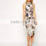 Autumnal Blossom Print Crop Top Midi Pencil Dress thumbnail-1
