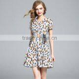 2017 Fashion Summer for Women Fashion Elegant Breathe Printing Floral V-neck Daliy High-waisted Slim Dress thumbnail-2