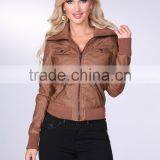 2016 Latest Fashion Lady Pu Leather Motorcycle Jackets Leopard Printed #LPU160405 thumbnail-1