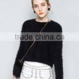 Lady Custom Plain Soft Fuzzy Mohair Fitted Sweater Pullover With High Quality thumbnail-2