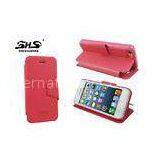 Pink Apple Iphone Protective Cases Shockproof PU Leather Wallet Cover For IPhone 5 / 5S thumbnail-1