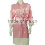 Women's Sexy Satin Short Kimono Robe-Lace Trim thumbnail-2