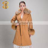 Wholesale China Fashion Garment Factory Winter Women Coat with Fox Fur Collar