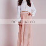 Split Side Chiffon Maxi Skirt Pleated Skirt thumbnail-3