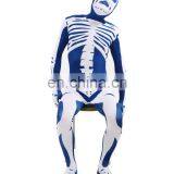 Blue & White Skeleton Nude Suit Tight Zentai Body Spandex Stretch Mens Jumpsuit Adult thumbnail-3