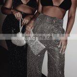 LAITE TR2016 Women Fashion Small Square Sequins Pants Ladies High Waist Bright Broad Foot Sexy Trousers Women Trousers thumbnail-5