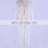 2019 сексуальная проницаемая летняя пляжная платье с собственным ремнем, прозрачное белое шелковое туника, женское пляжное платье-макси, сарафан для пляжа thumbnail-3