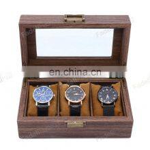 Hot- Selling Watch Case Display 3 Slots Wooden Watch Box Packaging With Lock thumbnail-3