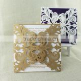 Holy and Solemn Gold Laser Cut Luxurious Puberty Ceremony Invitation Cards in Damask