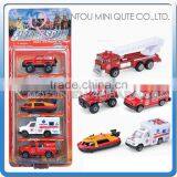 Mini Qute Kids 5 in 1 Die Cast Pull Back Alloy Fire Control Fighting Truck Vehicle Diecast Model Car Educational Toy NO.MQ 513B