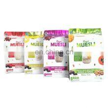 Custom Biodegradable Ralled Oate 8 Sides Flat Bottom Packaging 250g 500g 1kg Oats Flat Bottom Bag With Zipper