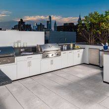 Customized Luxury Outdoor Stainless Steel Kitchen Cabinets With Gas Stove and bbq Grill