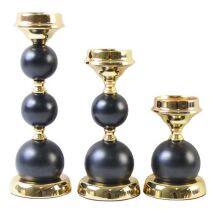 Luxury Set of 3 Pieces Iron Metal Candle Holder Stand Black And Gold Wedding Table Centerpieces Candelabra thumbnail-5