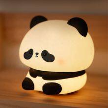 EGOGO Cute Panda Cartoon Mini Silicone Soft Night Light Switch Kids' Nursery Home Decor Lithium Battery Bedside Decorate Light thumbnail-2