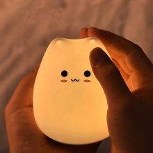 Colorful Silicone LED Night Light for Kids Children Table Lamp Bedroom Light Changing Tap Night Light Small Lovely Cat thumbnail-1