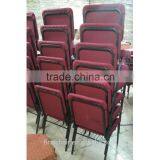 Modern Red Fabric Steel Pew Church Chair thumbnail-6