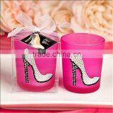 Sparkly High Heel Shoe On Hot Pink Votive Candle Holder Personalized Tealight Favors