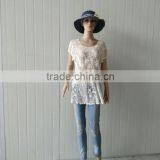 2016 Summer TOPS Hot Cotton Embroidery Lace Fabric Vest Women T-shirt Ladies Coat thumbnail-5