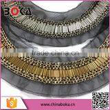 Fashion Beaded Neckpiece With Polyester Sew on Stones /bugles Stones/chain Beads Necktrim thumbnail-2