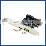 PCIE USB 3.0 3 Port Adapter (1 External Type C + 1 x 20 Pin Internal) With 1 BC 1.2 Charging Port