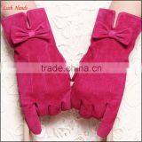 Women Wearing Cheap Suede Leather Gloves With Bowknot thumbnail-1