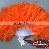 Orange Big Turkey Feather Marabou Hand Fan For Party Dance Decoration thumbnail-1