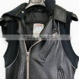 mens printing sleeveless hoodie t shirt/80% cotton 20% polyeseter french terry zip hoody sleeveless with leather