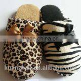 Super Soft Bedroom Hotel Leopard & Zebra Woman Slipper With Ribbon Flower thumbnail-1