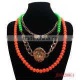 Fashion 3 Strands Matt Colored Beads Necklace