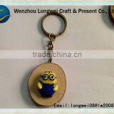 Round Pegman Wood Key Ring