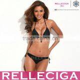 RELLECIGA Triangle Bikini Series - Black Push up Triangle Top With Allover Rhinestones Girls Swimwear Bikini