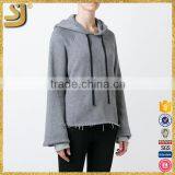 Fashion Custom Wear the Side Hem Grey Women Hoodie thumbnail-3