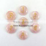 Rose Quartz Disc Sanskrit Chakra Set