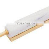 Marble Stone Rolling Pin, White Marble Rolling Pin, Stone Rolling Pin With Wooden Handle, Marble Rolling Pin With Stand thumbnail-1