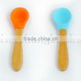 toddler/infant bamboo silicone baby feeding spoon