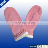 Ladies pink color fast delivery wholesale winter fleece gloves