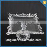Eco-friendly Clear Square Glass Compote Plate