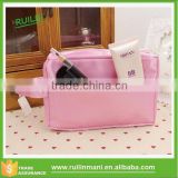 Pink Plain Satin Cosmetic Bag