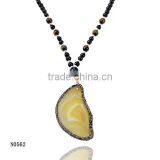 Fashionable Yellow Agate Pendant Vintage Design Necklace in Great Demand thumbnail-1
