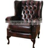 Antique Style Wing Back Sofa Chair Leather Sofa Single Sofa Used for Hotel thumbnail-3