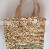 Plain Sea Grass Straw Handbag/lady Bag/gift Bag*PU Handle *polyester Lining thumbnail-1