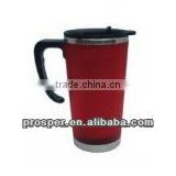 Red food grade stainless steel cup with handle