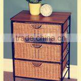 3 Drawer Wicker Storage & & Metal Accent Table thumbnail-1