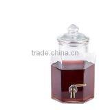 Hexagonal Glass Juice Dispenser With Brass Tap thumbnail-1