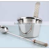 Stainless Steel Sauna Bucket & Ladle With Mettalic Wooden Handle thumbnail-1