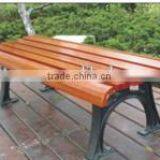 Backless Wood Bench Wood Park Bench Cast Iron and Wood Garden Bench thumbnail-1