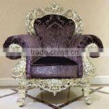 MS-1406-02 American Style Furniture Sofa Set in Silver Finish With Purple Fabric thumbnail-1