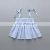 2017 Latest Design Light Blue Color off Shoulder Girls Top With Embroidered Collar thumbnail-2