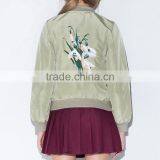 HAODUOYI Women Autumn Army Green Flower Embroidery Back Jacket for Wholesale thumbnail-3