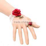 National Bowknot Ring Jewelry Set Handmade White Lace Girls Rose Bracelet Sets thumbnail-2